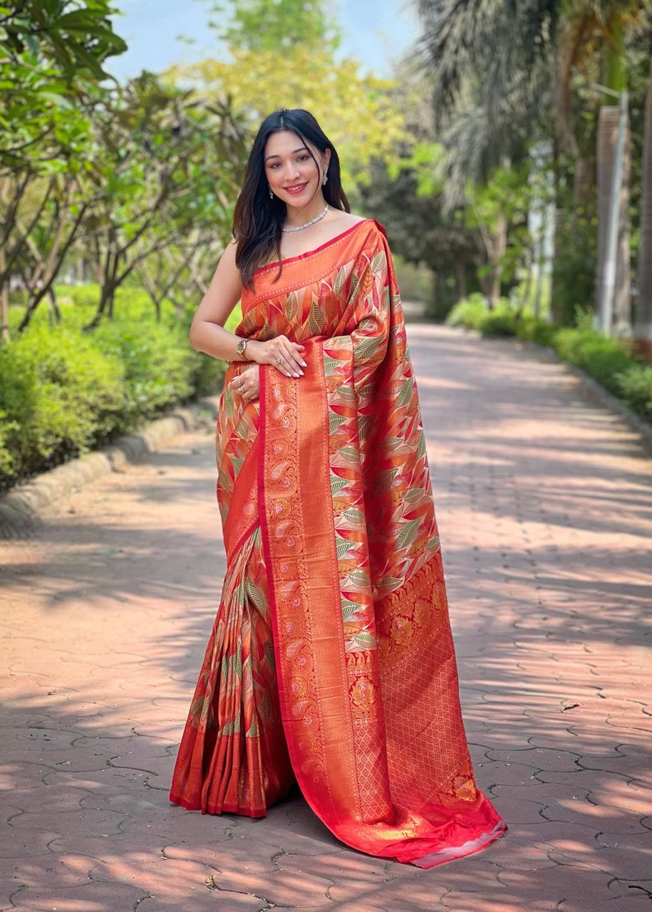 Women's Luxurious Pista Green & Pink Art Silk Saree with Intricate Leaf Weave & Broad Zari Border β Ideal for Festive & Wedding Occasions - Image 17