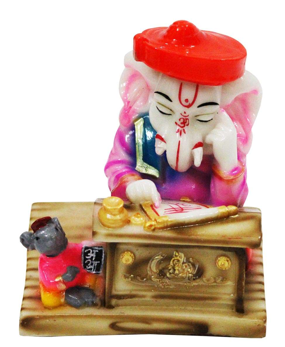 Thinking Lord Ganesha Statue with Mouse - Image 2