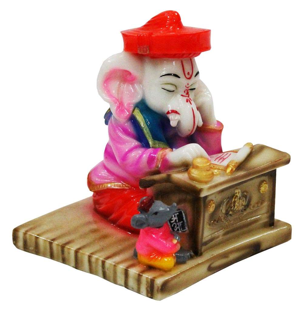 Thinking Lord Ganesha Statue with Mouse - Image 3